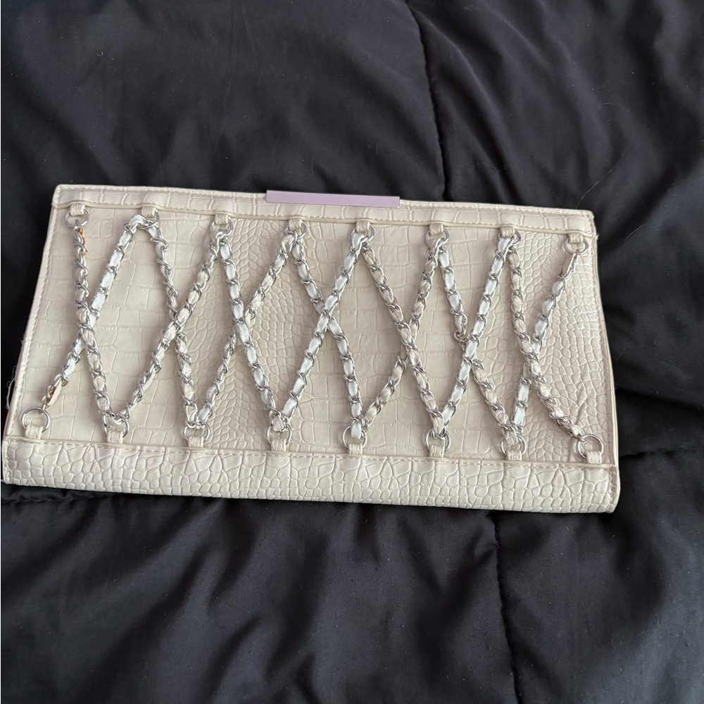 AKIRA Cream Clutch Wristlet with Chic Design